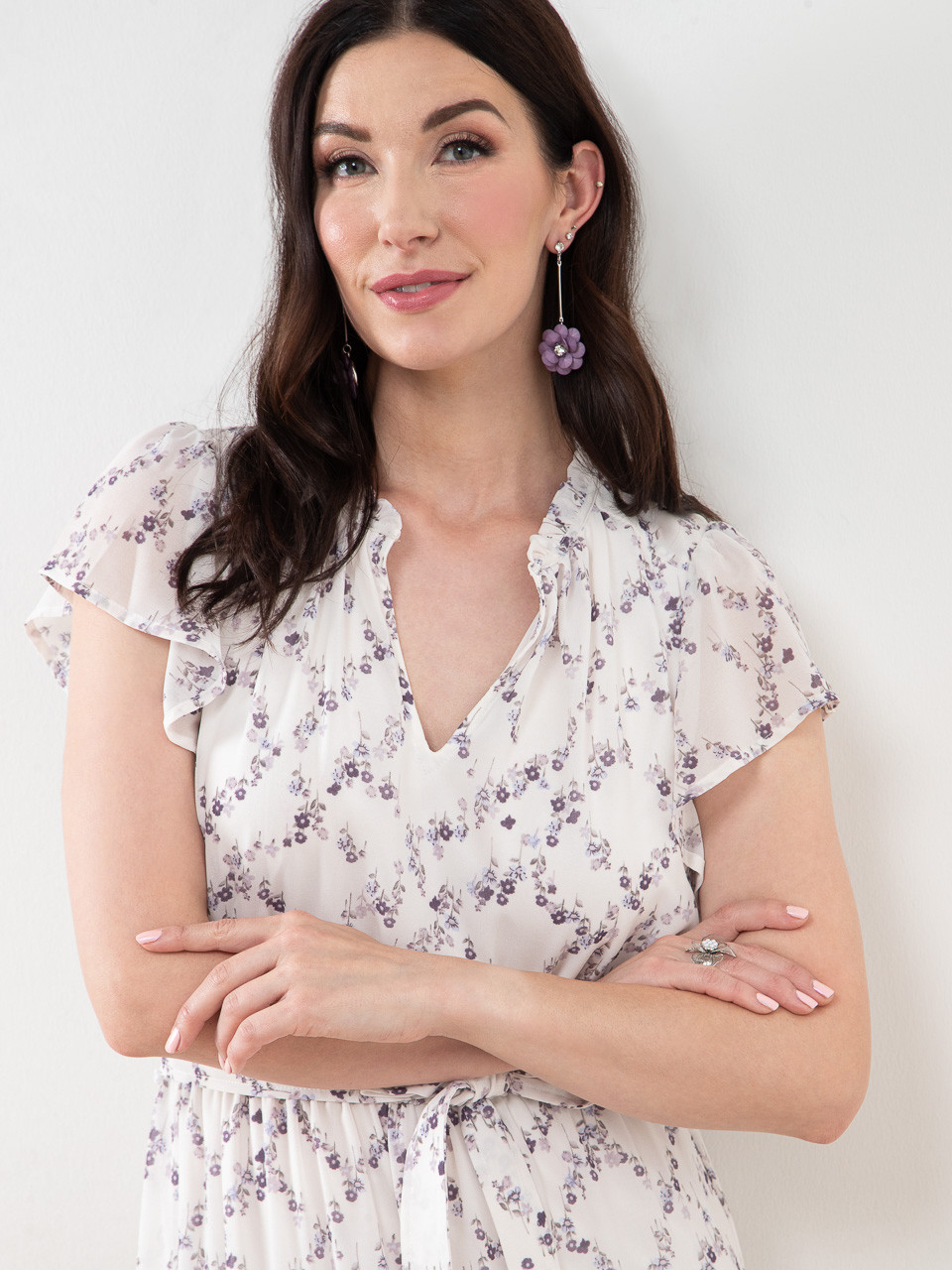 Dusty Purple 3D Flower Earrings