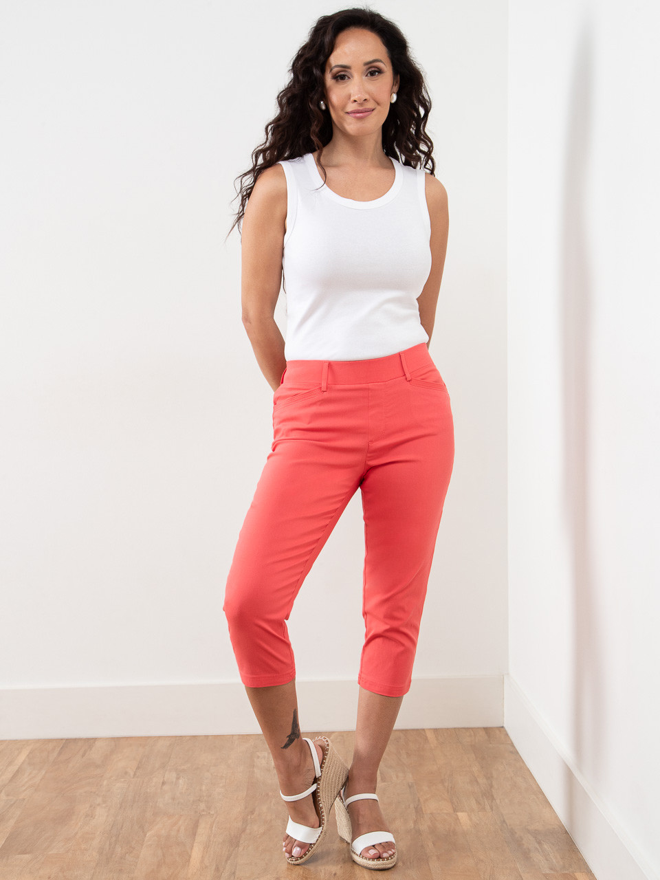 Emily Papaya Microtwill Capris