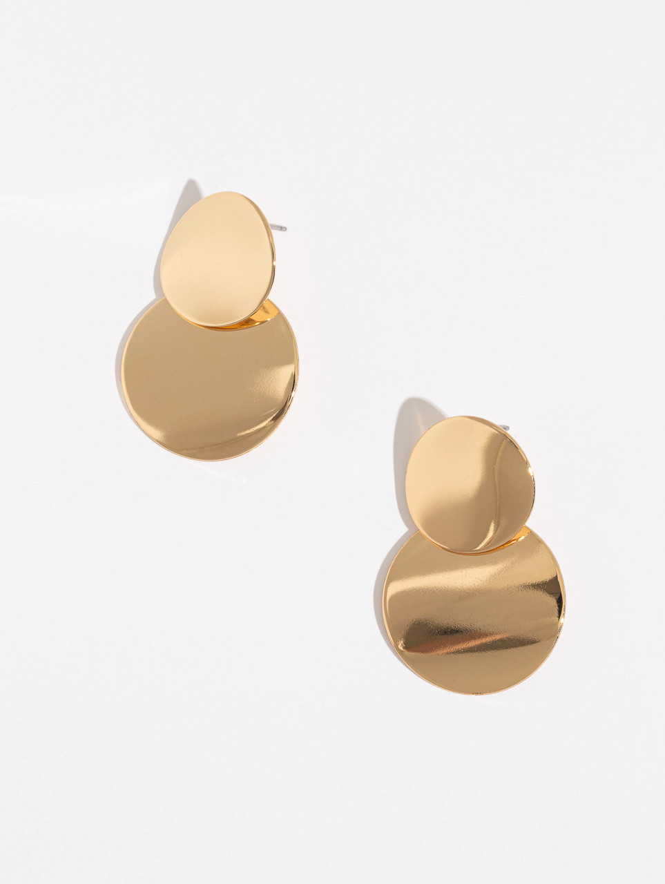Gold 2-Tier Button Earrings