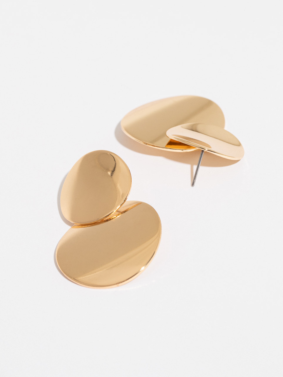 Gold 2-Tier Button Earrings