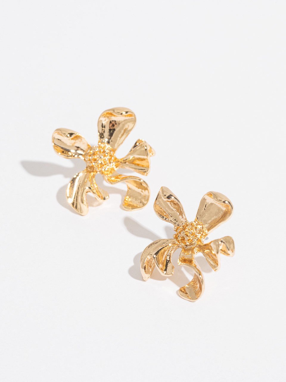 Gold 3D Cornflower Statement Earrings