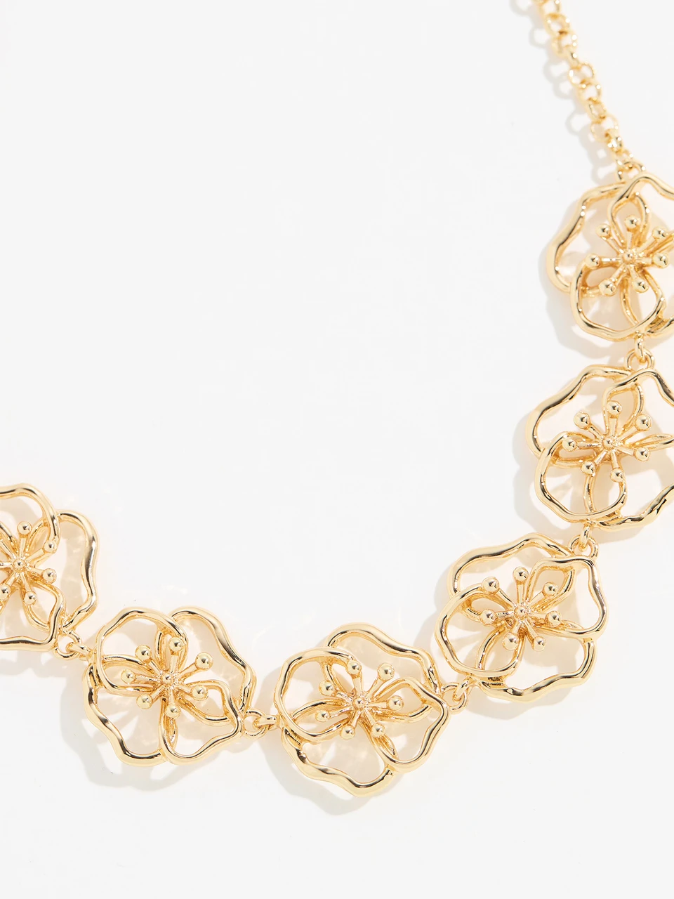 Gold 3D Wired Flower Necklace