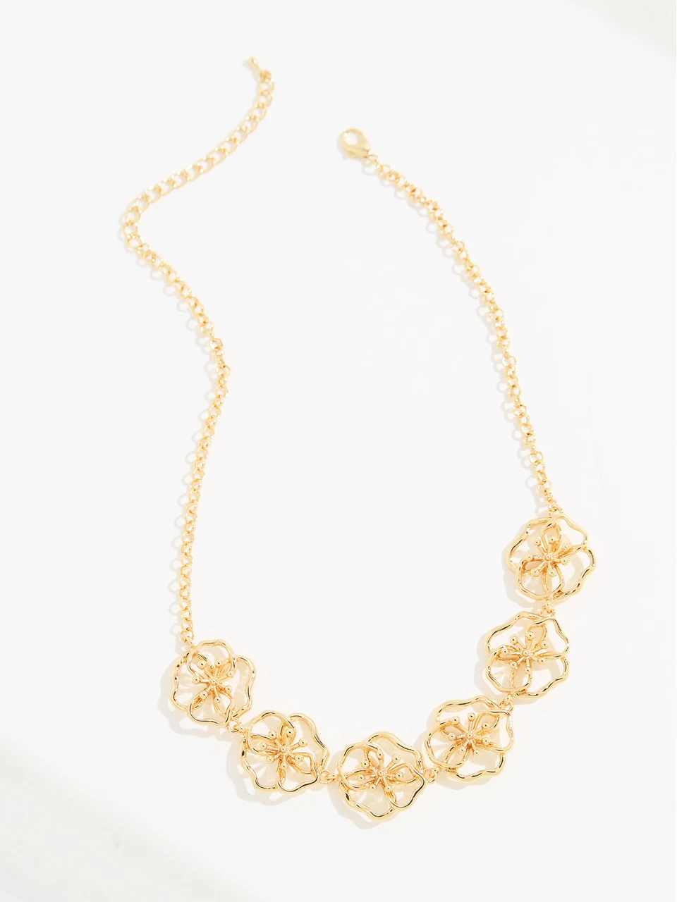Gold 3D Wired Flower Necklace