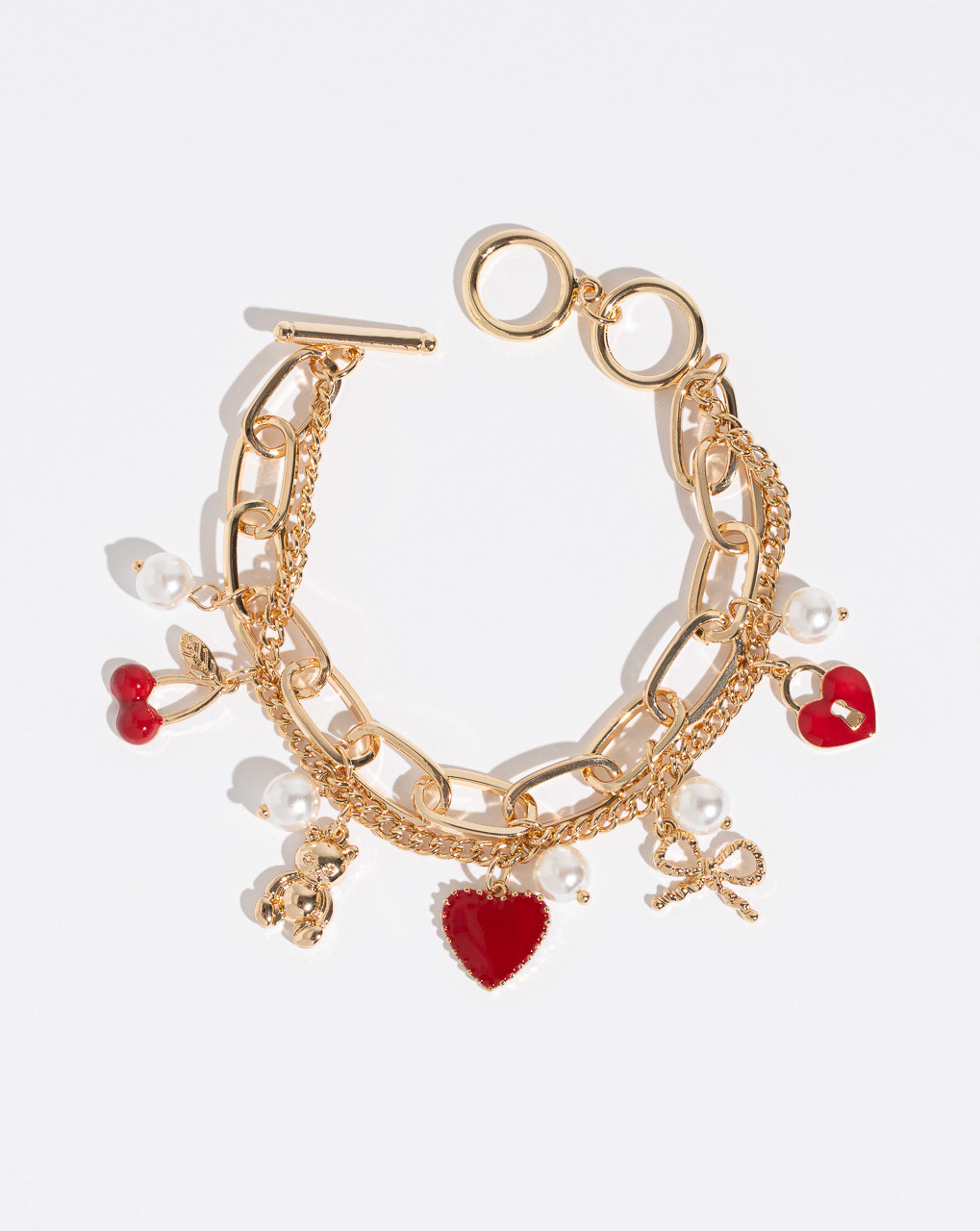Gold and Crimson Charm Bracelet