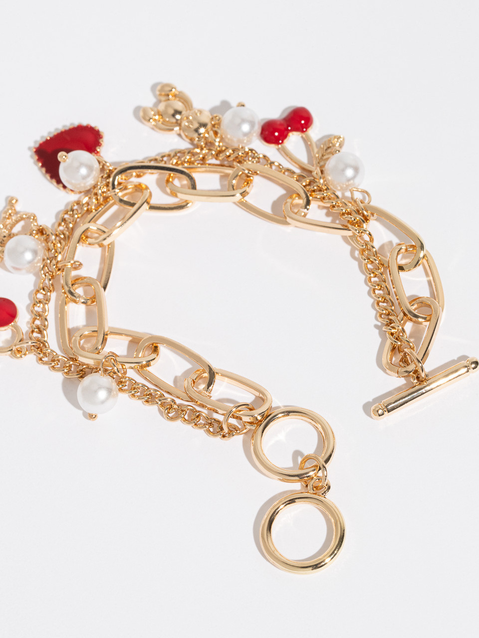 Gold and Crimson Charm Bracelet