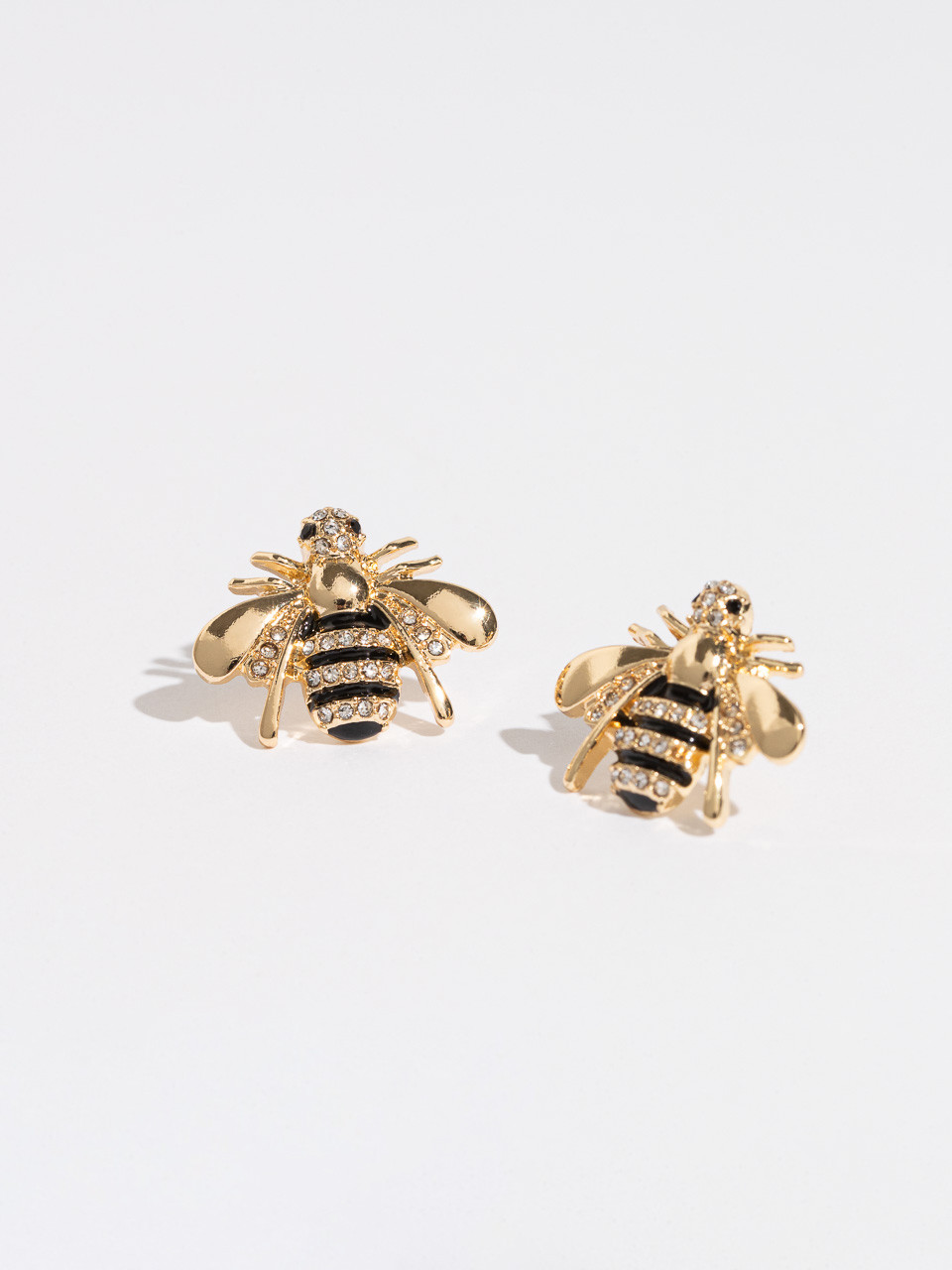 Gold Bumble Bee Stud Earrings