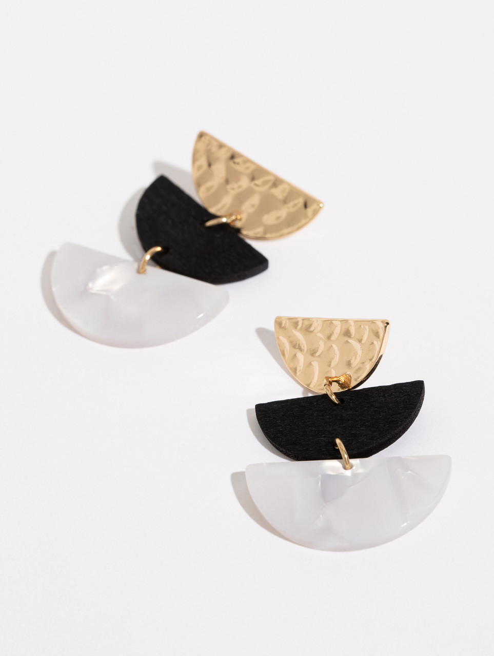 Gold/Black/Ivory Geo Shaped Earrings