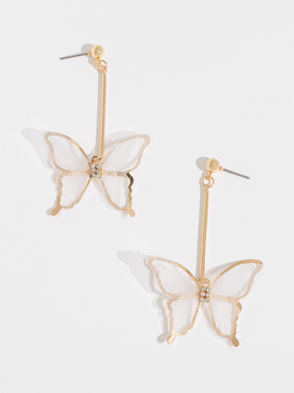 Gold/Ivory 3D Butterfly Drop Earrings