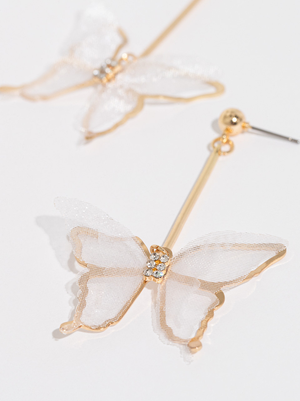 Gold/Ivory 3D Butterfly Drop Earrings