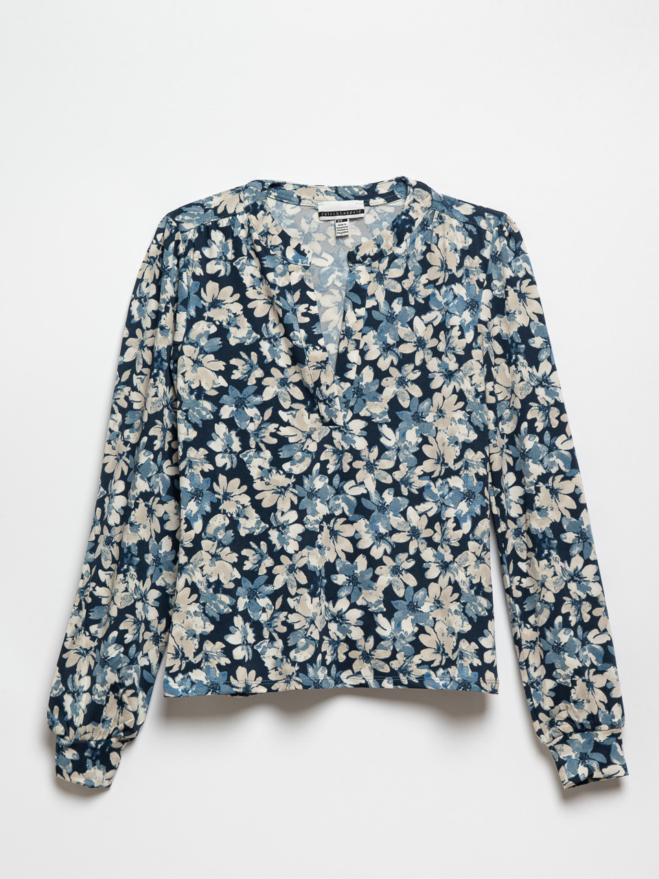 Long Sleeve Blue Crepe Knit Top by Jules & Leopold