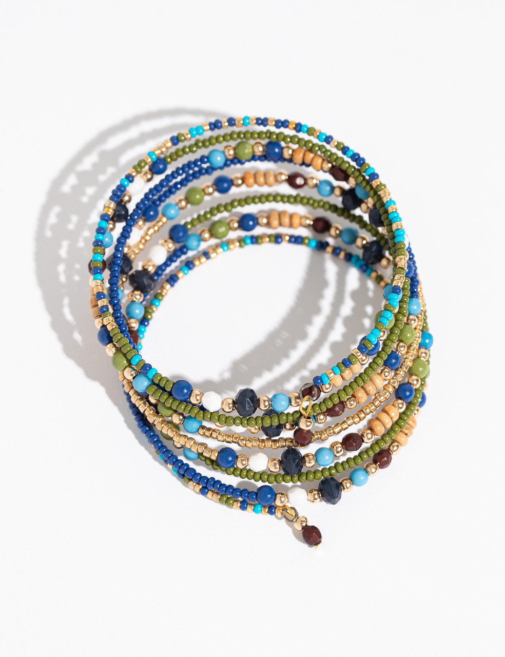 Multi Bead Coil Bracelet in Turquoise