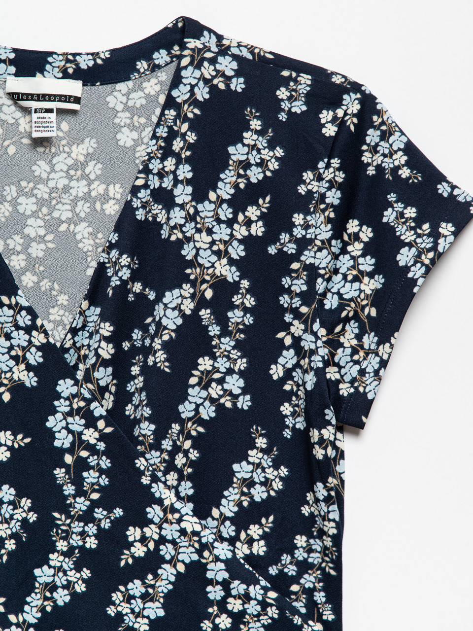 Navy/Blue Floral Crepe Knit Wrap Top by Jules & Leopold
