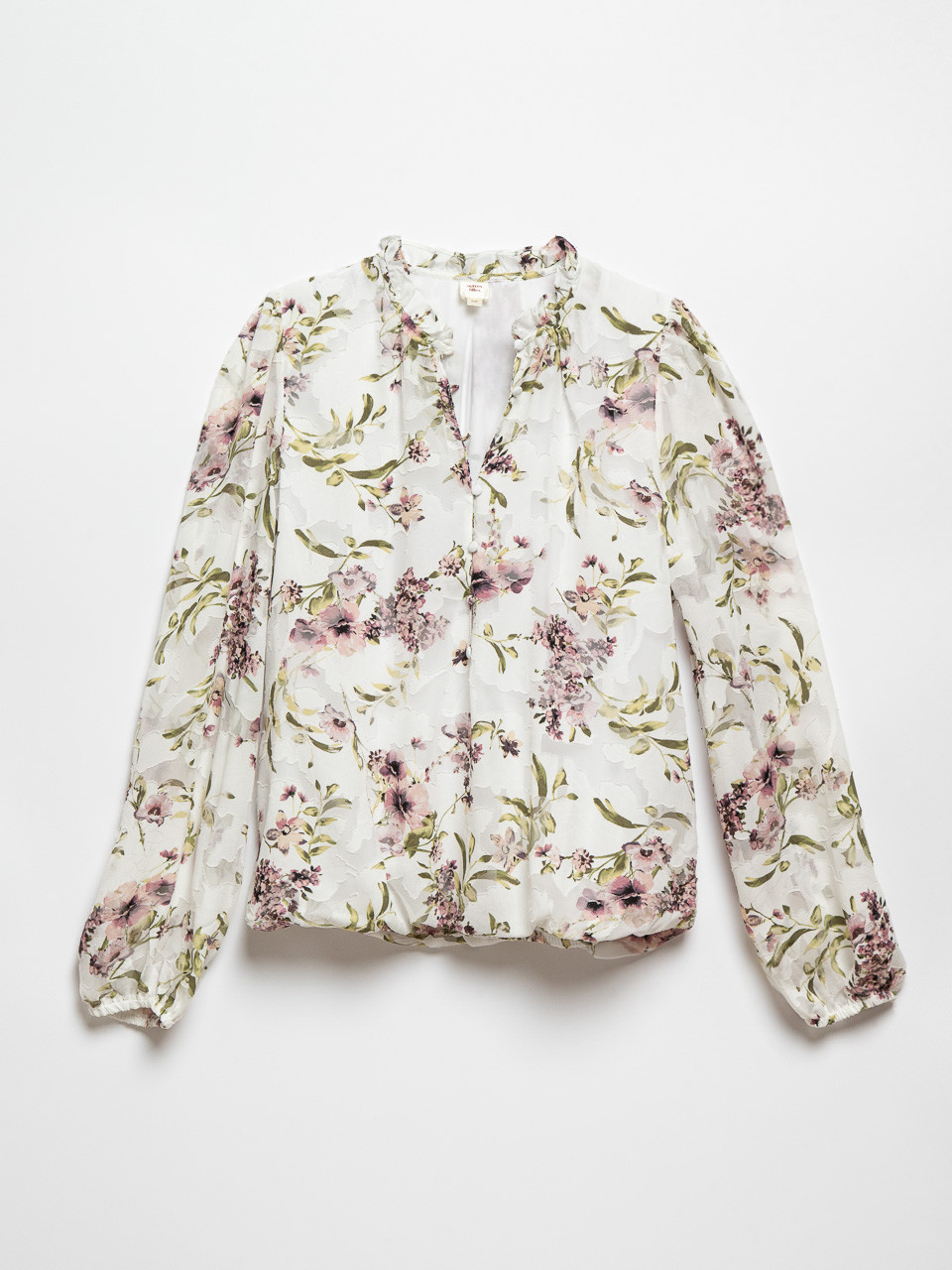 Neutral Floral Jacquard Chiffon Blouse by Autres Filles
