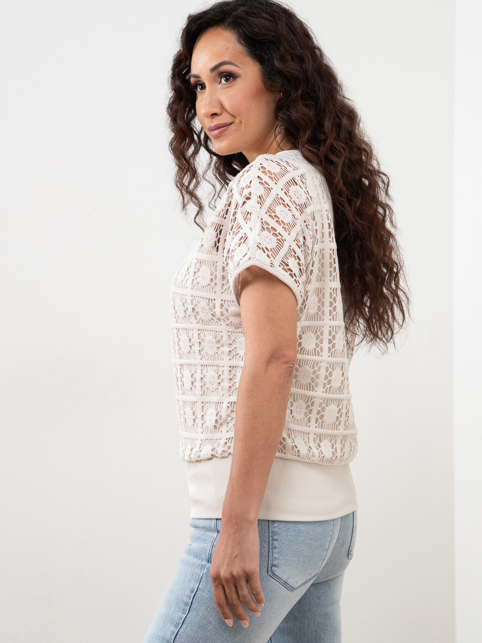 Petite Crochet Layered Top