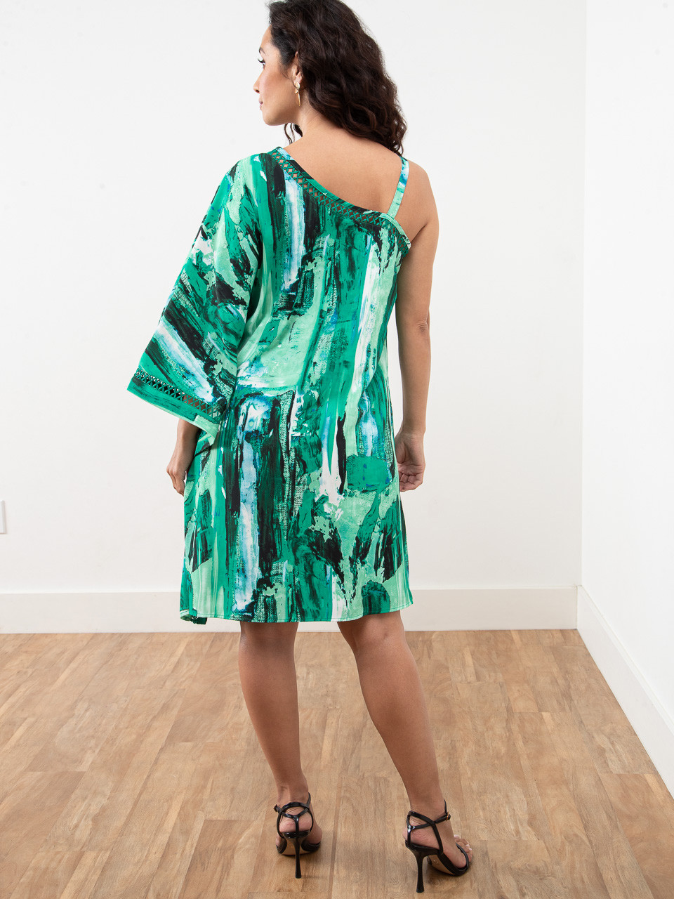 Petite Flutter One-Shoulder Dress