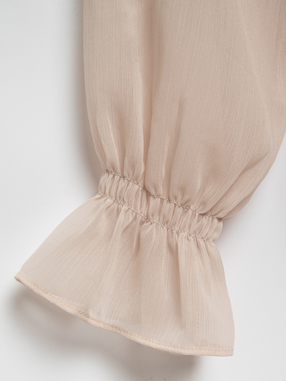 Raglan Flounce Chiffon Blouse in Sand by Haver + Blair