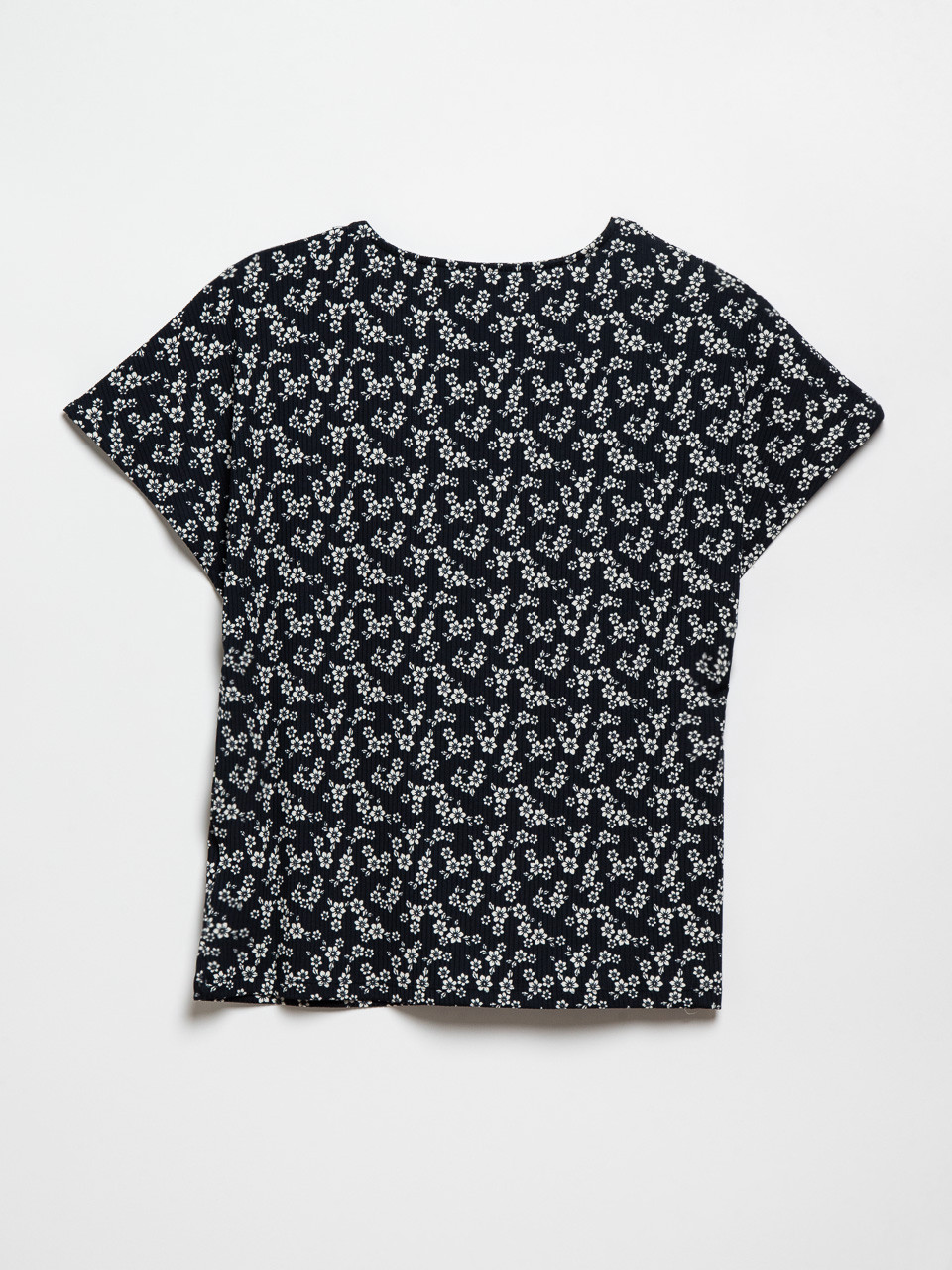 Round Neck Top with Cap Sleeves in Navy
