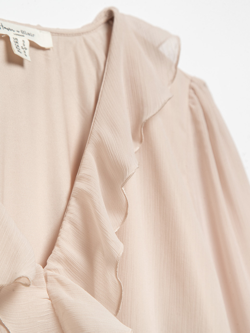 Ruffle Chiffon Popover Blouse in Sand by Haver + Blair