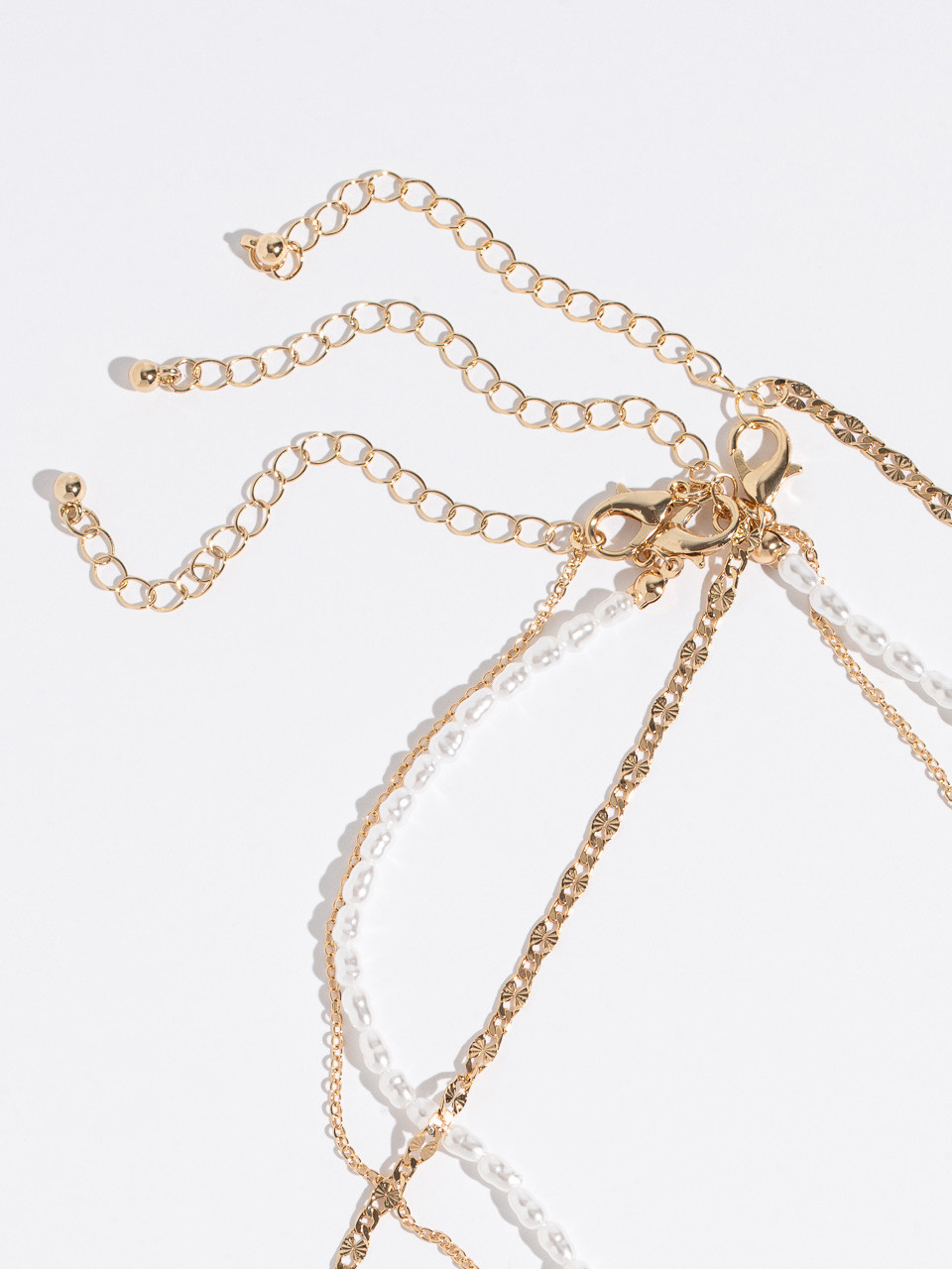 Short Gold/Pearl Necklace Trio