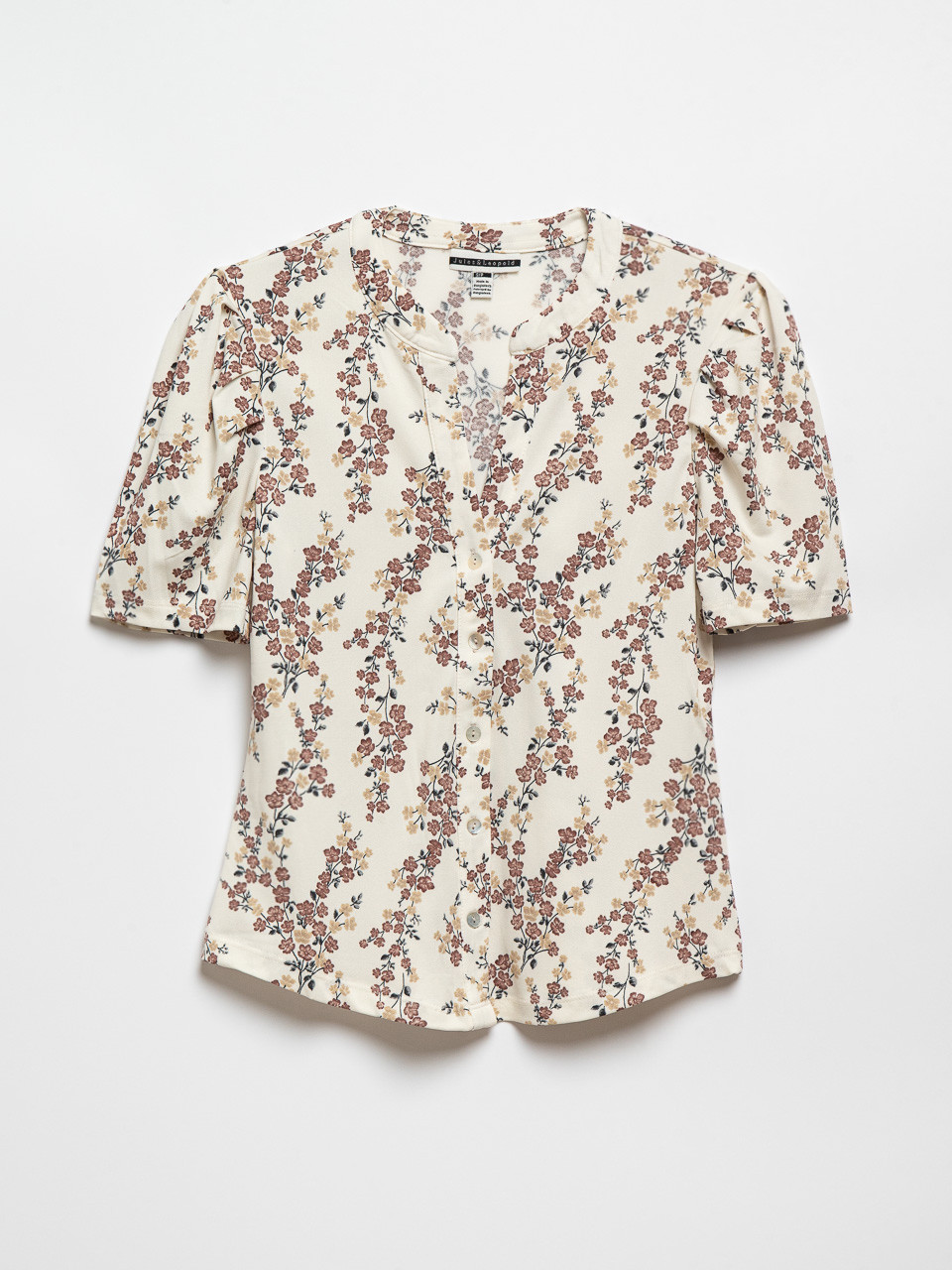 Short Sleeve Button Front Top by Jules & Leopold
