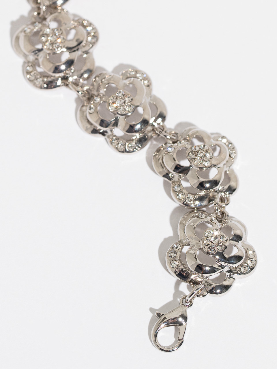 Silver 3D Flower Bracelet