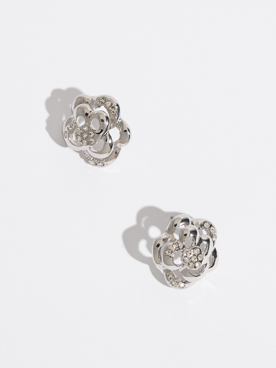 Silver 3D Flower Earrings