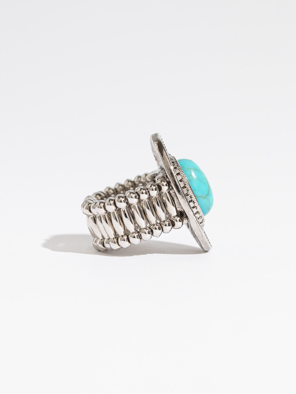 Silver & Turquoise Oval Stretch Ring