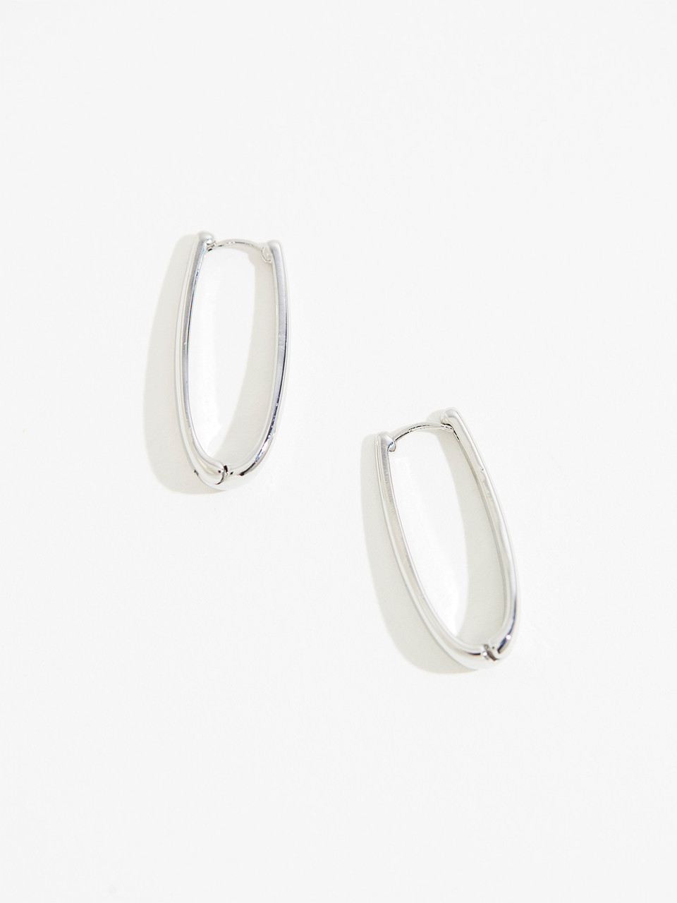 Silver Oval Hoop Earrings