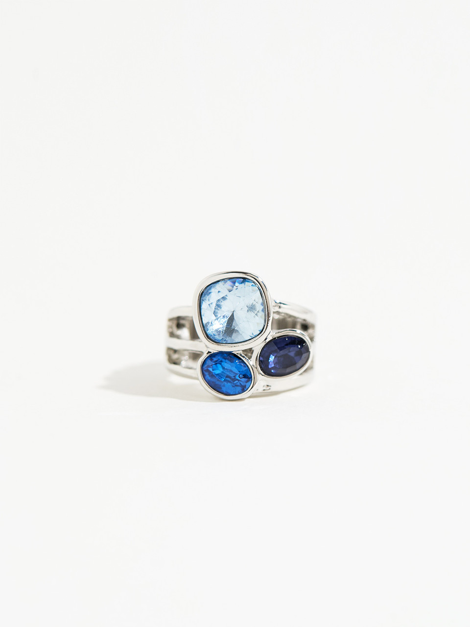 Silver/Blue Crystal Stretch Ring