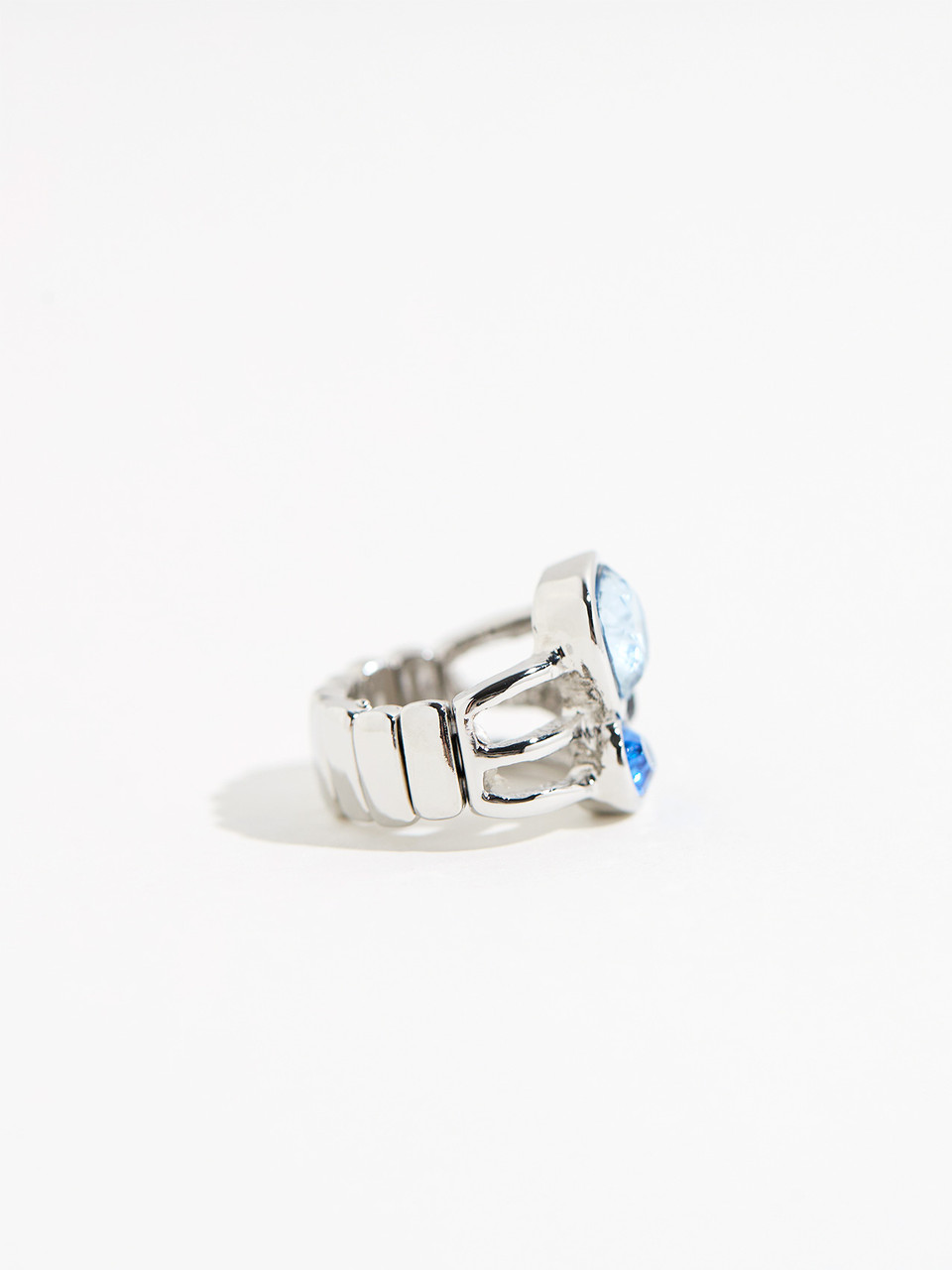 Silver/Blue Crystal Stretch Ring