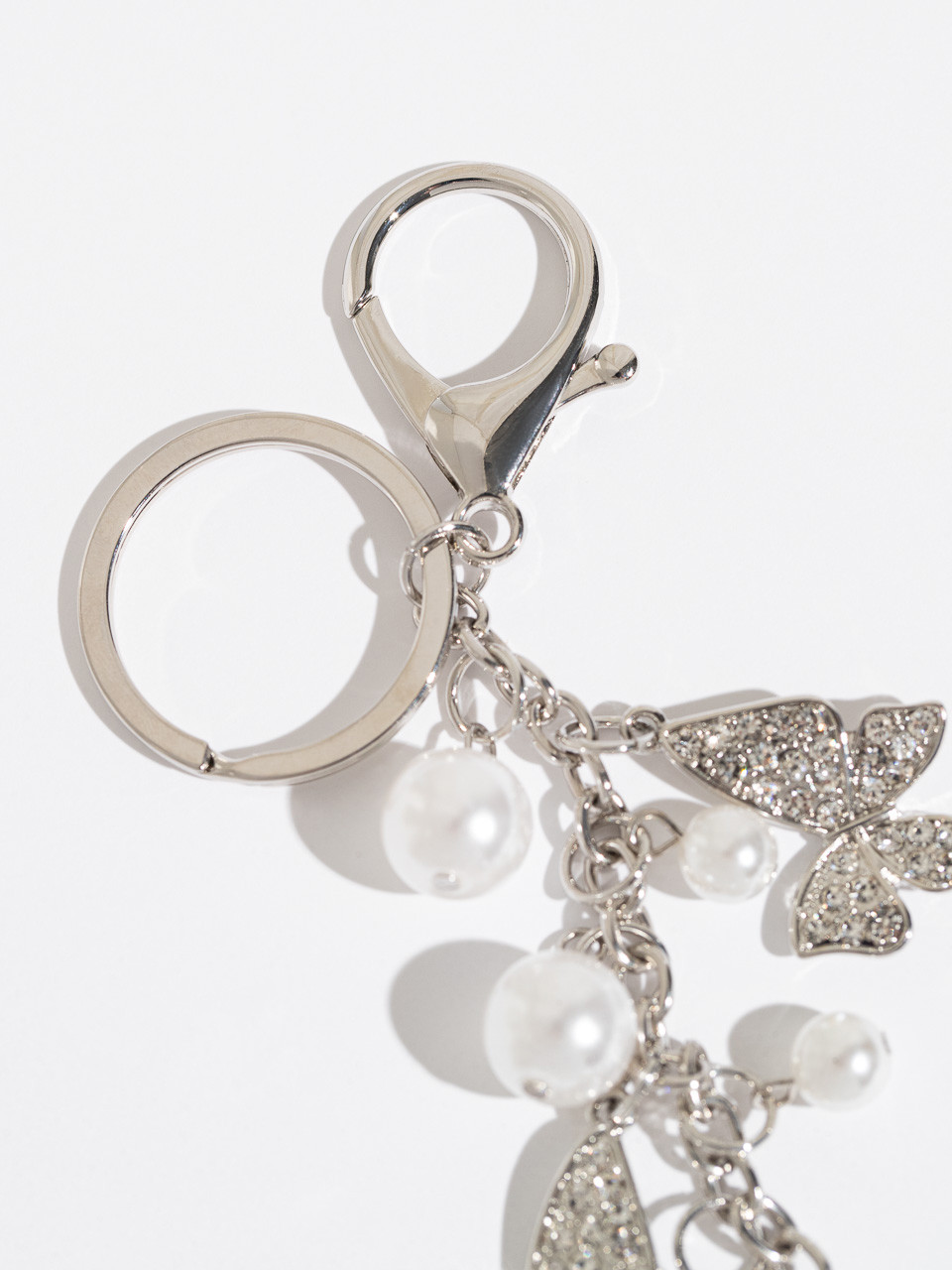 Silver/Pearl Pave Butterfly Key Chain