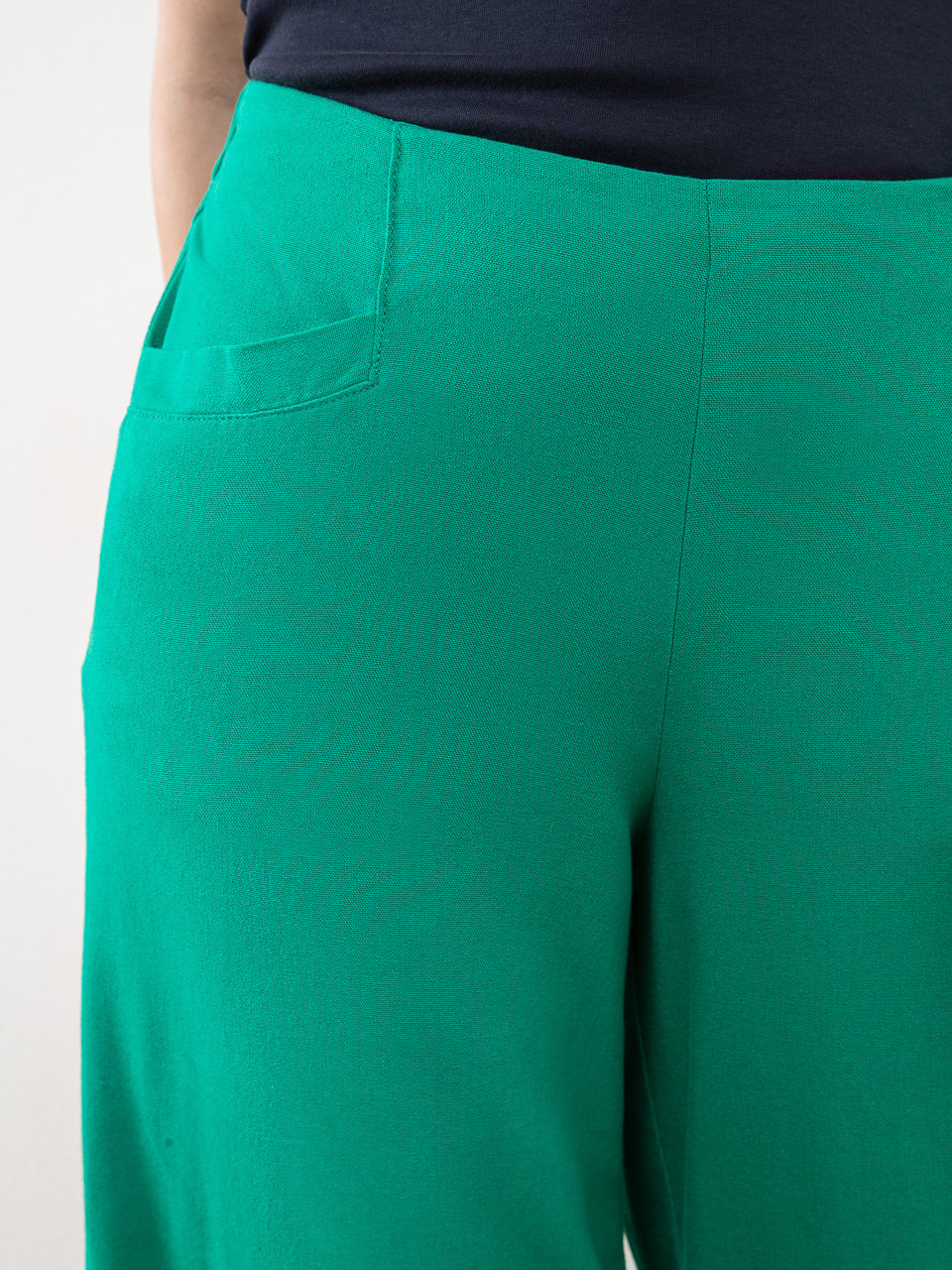 Tonia Linen-Blend Jade Wide Crop Pant