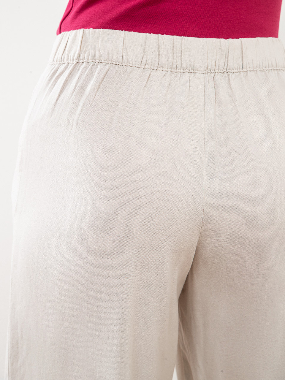 Tonia Linen-Blend Stone Wide Crop Pant