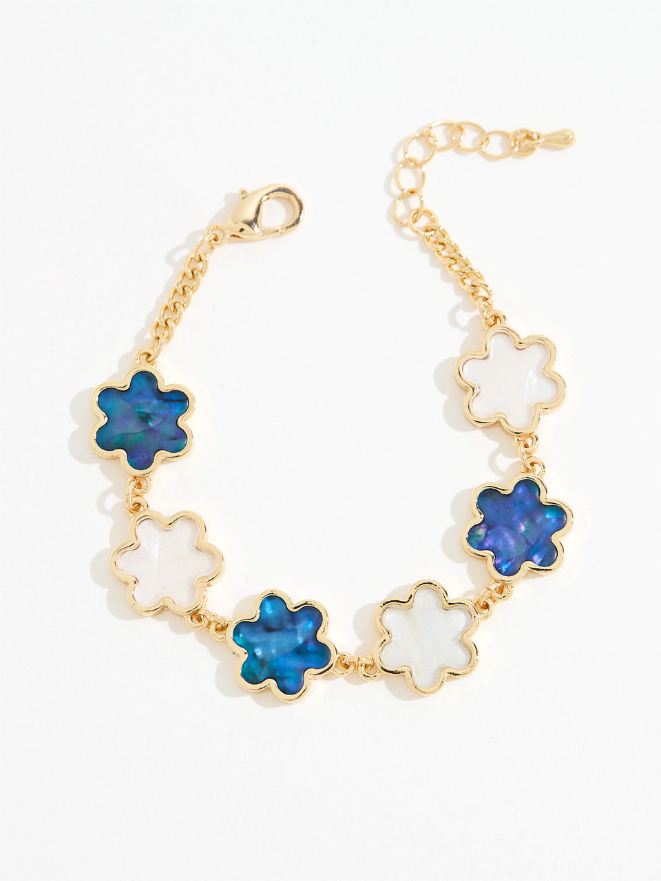 White & Navy Clover Bracelet