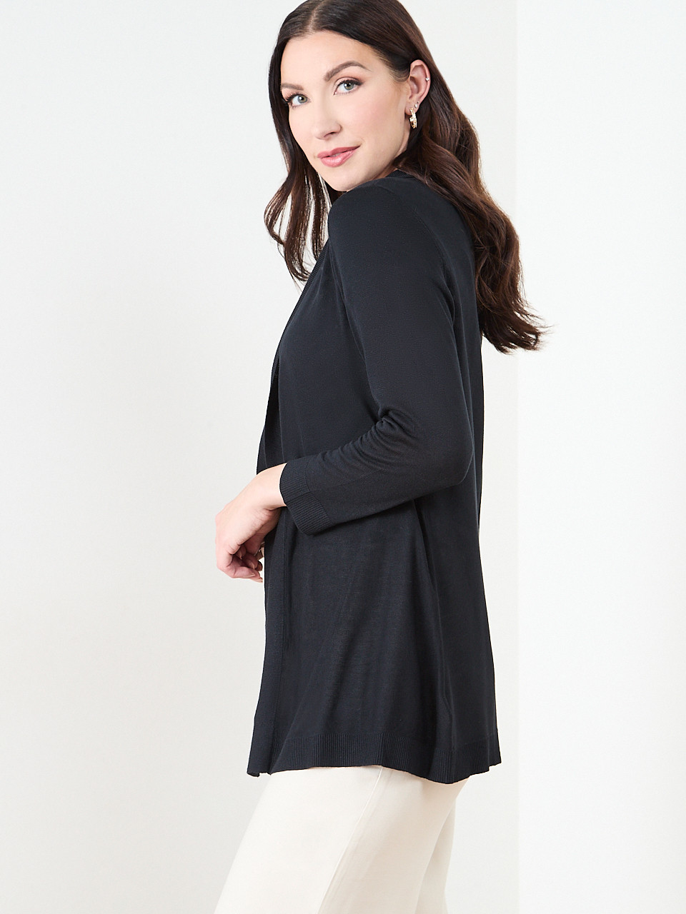 3/4 Sleeve Lightweight Knit Cardigan Sweater