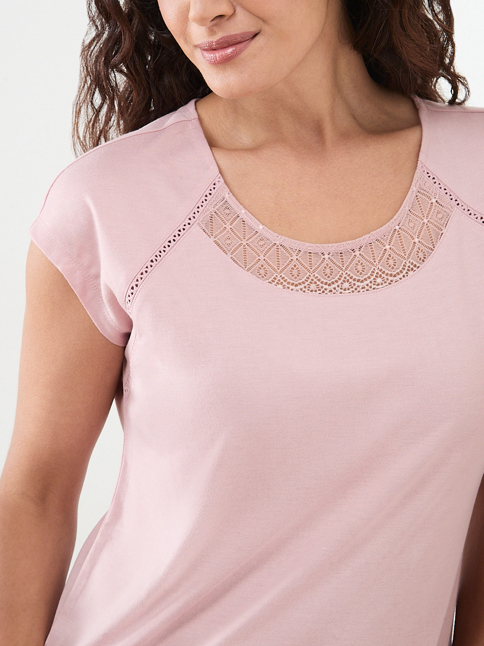 Cap Sleeve Knit Lace Top