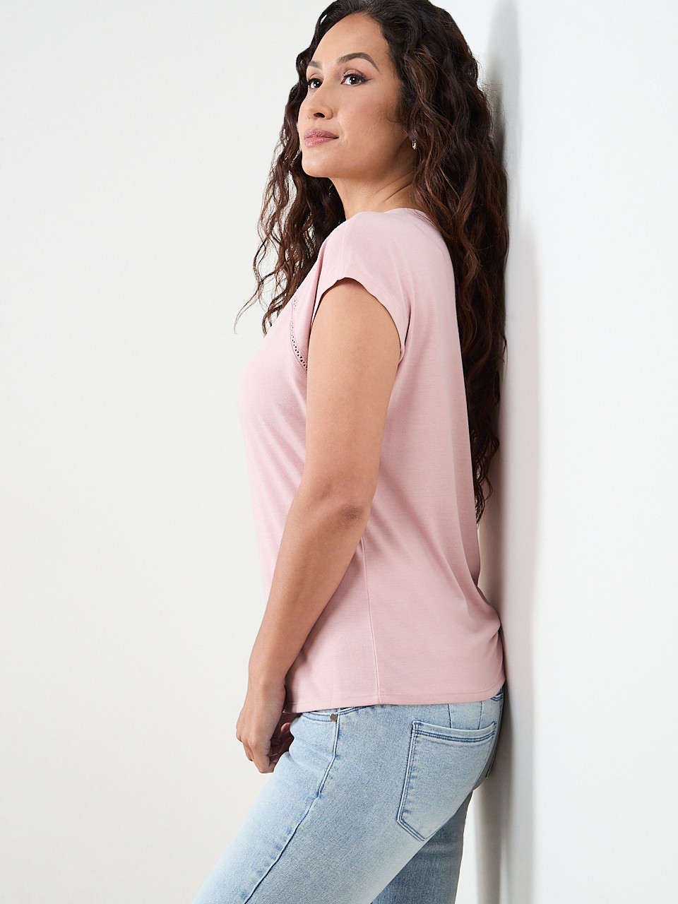 Cap Sleeve Knit Lace Top