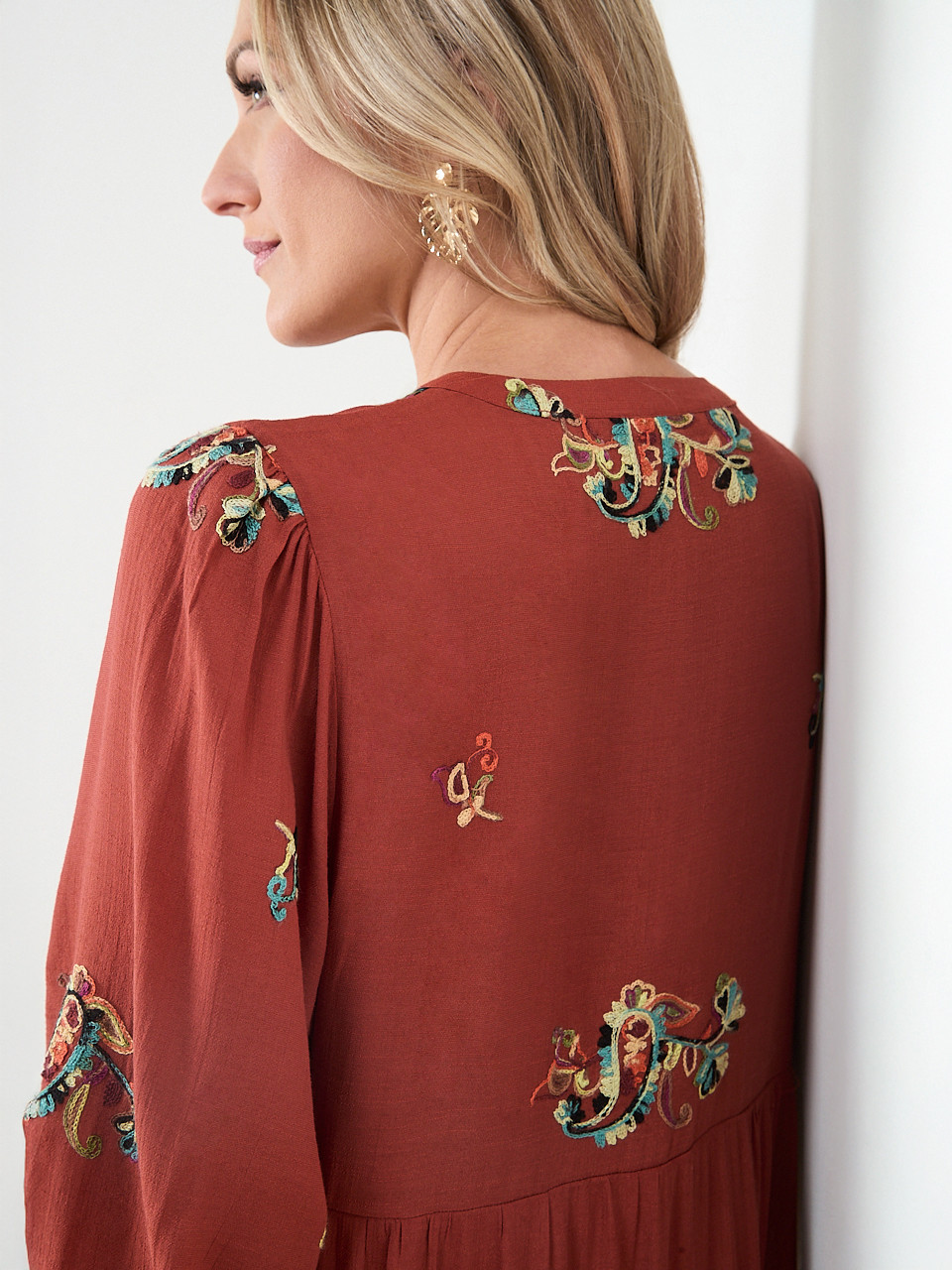 Embroidered Peasant Dress