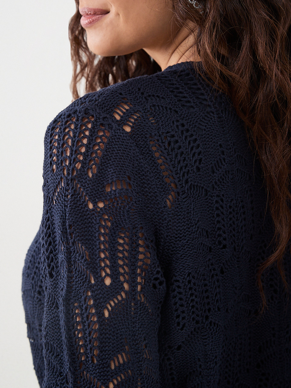 Petite Crochet Knit Tie Front Shrug