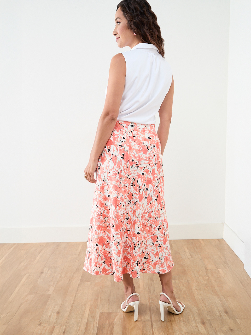 Petite Satin Back Crepe Midi Skirt