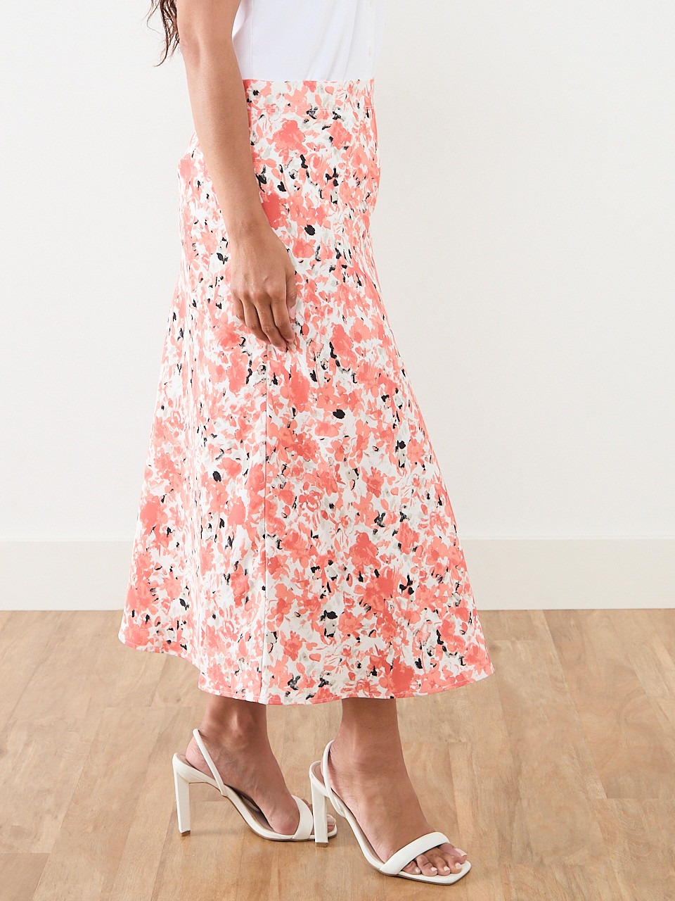 Petite Satin Back Crepe Midi Skirt