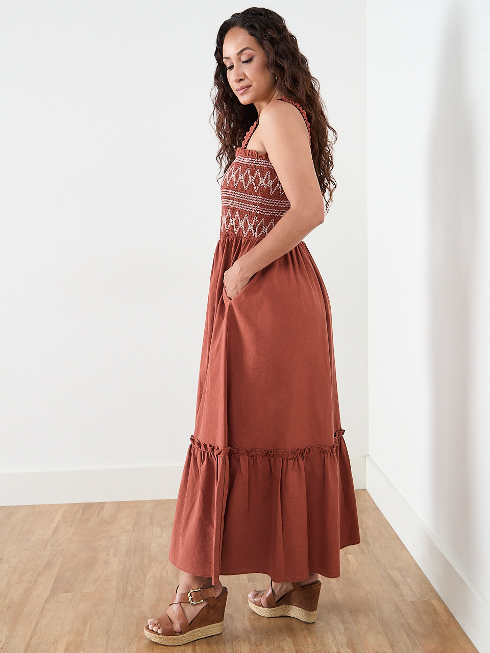 Petite Smocked Maxi Dress