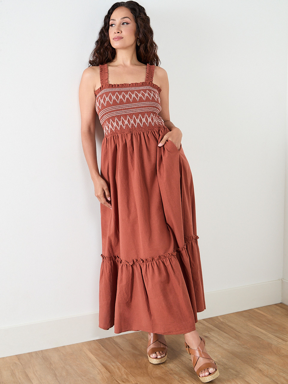 Petite Smocked Maxi Dress