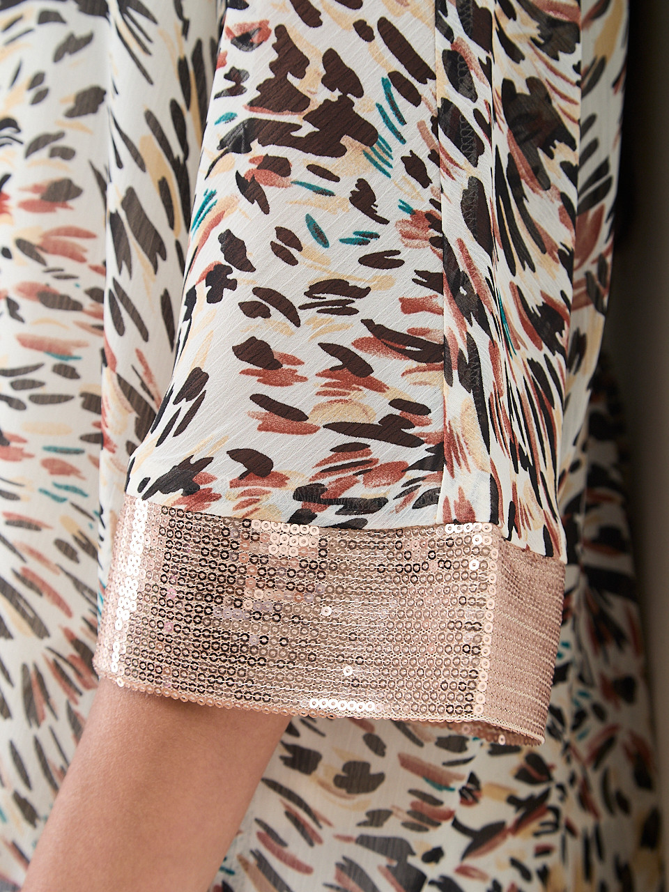 Petite V-Neck Blouse with Sequin Detail