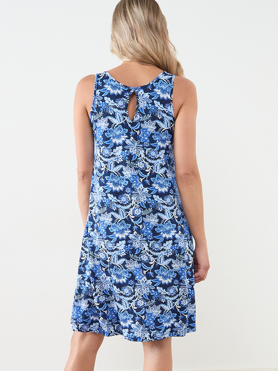 Ring Detail-Sleeveless Knee-Length Dress
