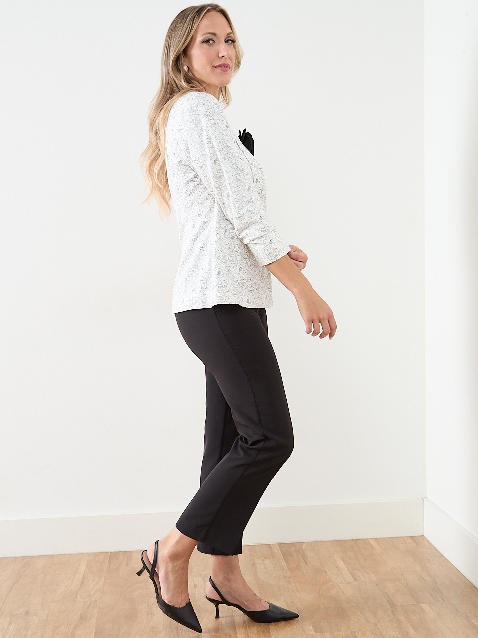 Ruched Sleeve Floral Blazer