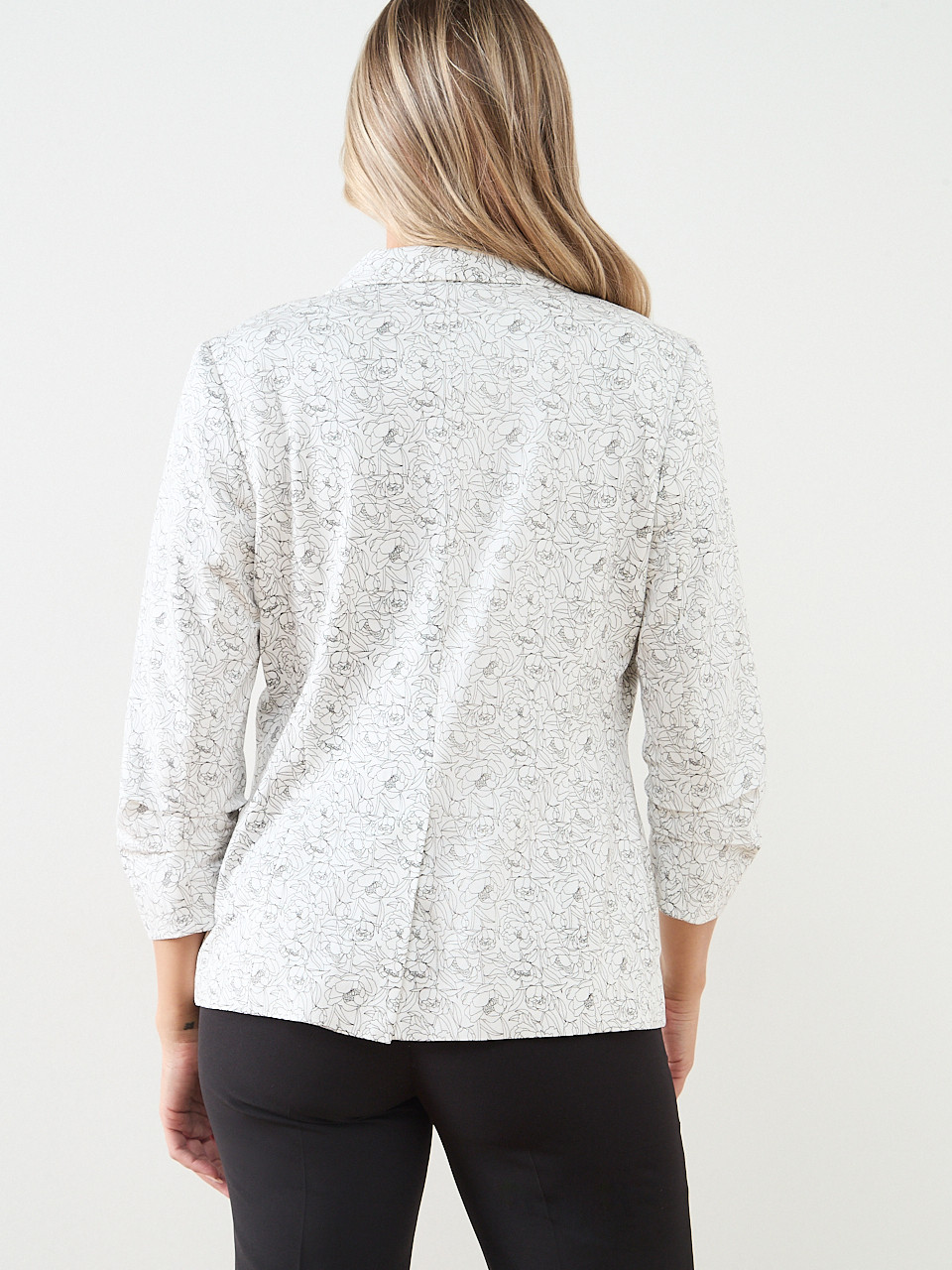 Ruched Sleeve Floral Blazer