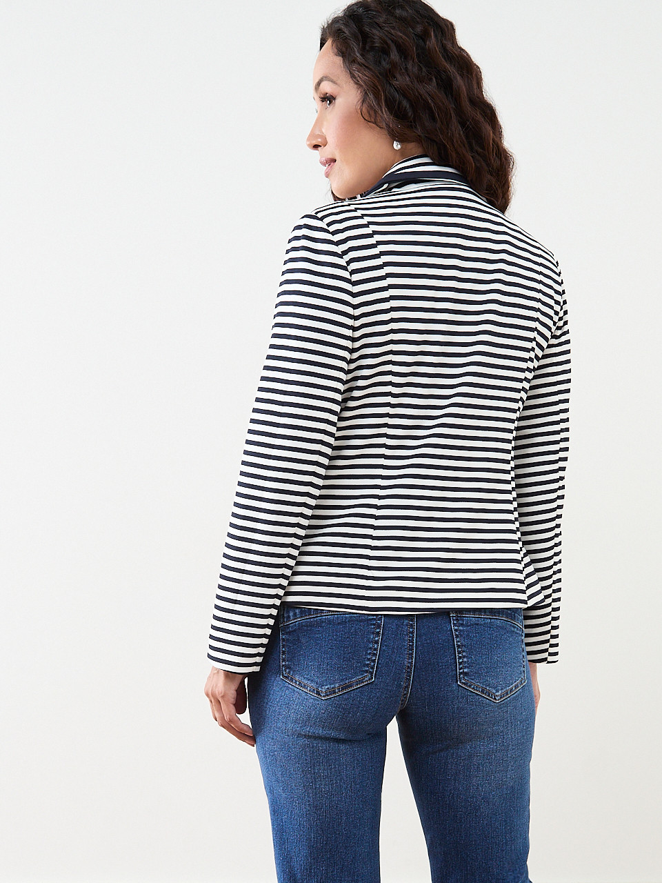 Scuba Crepe Tipped Stripe Blazer