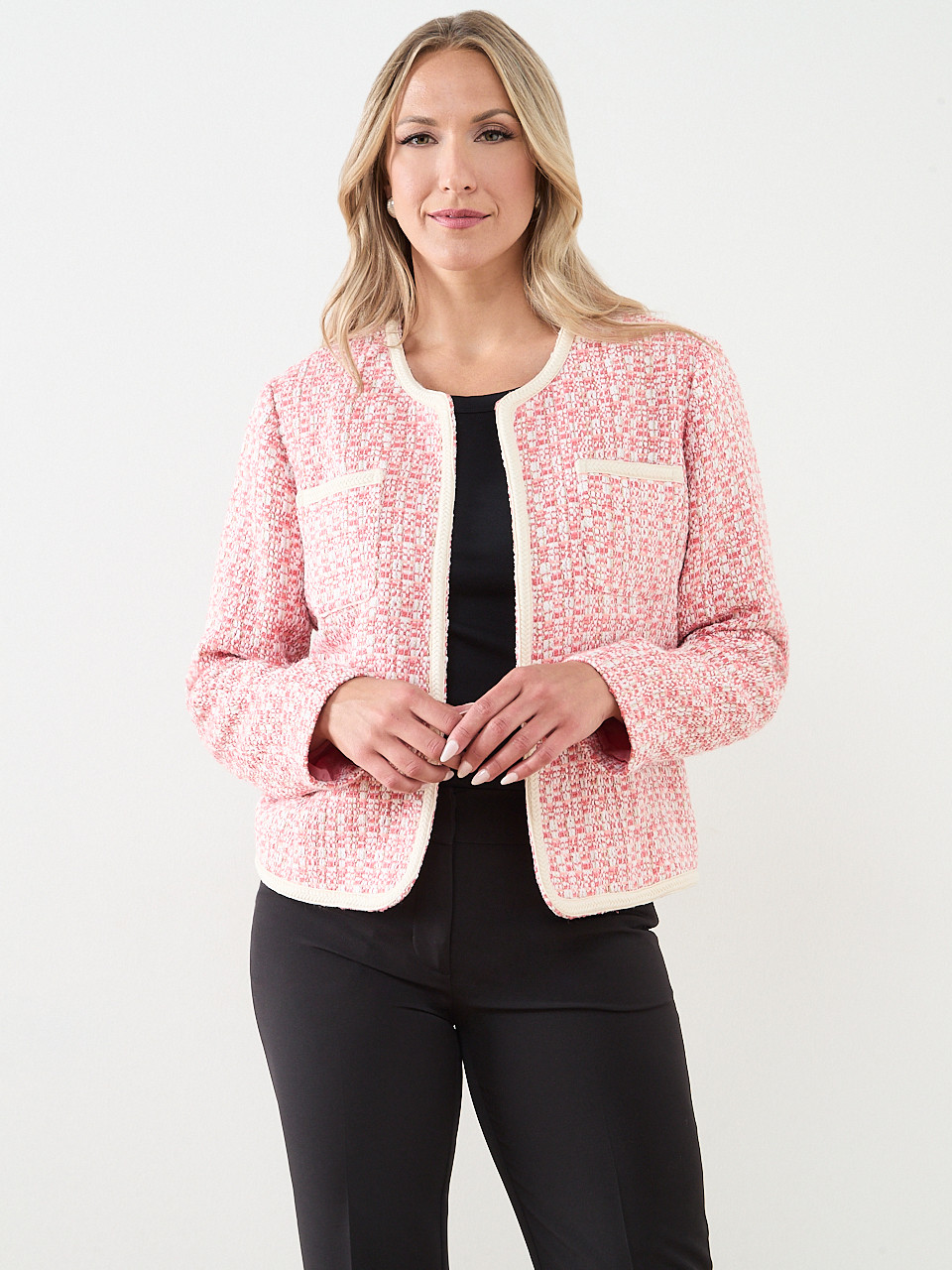 Tweed Braided Trim Blazer | Cleo