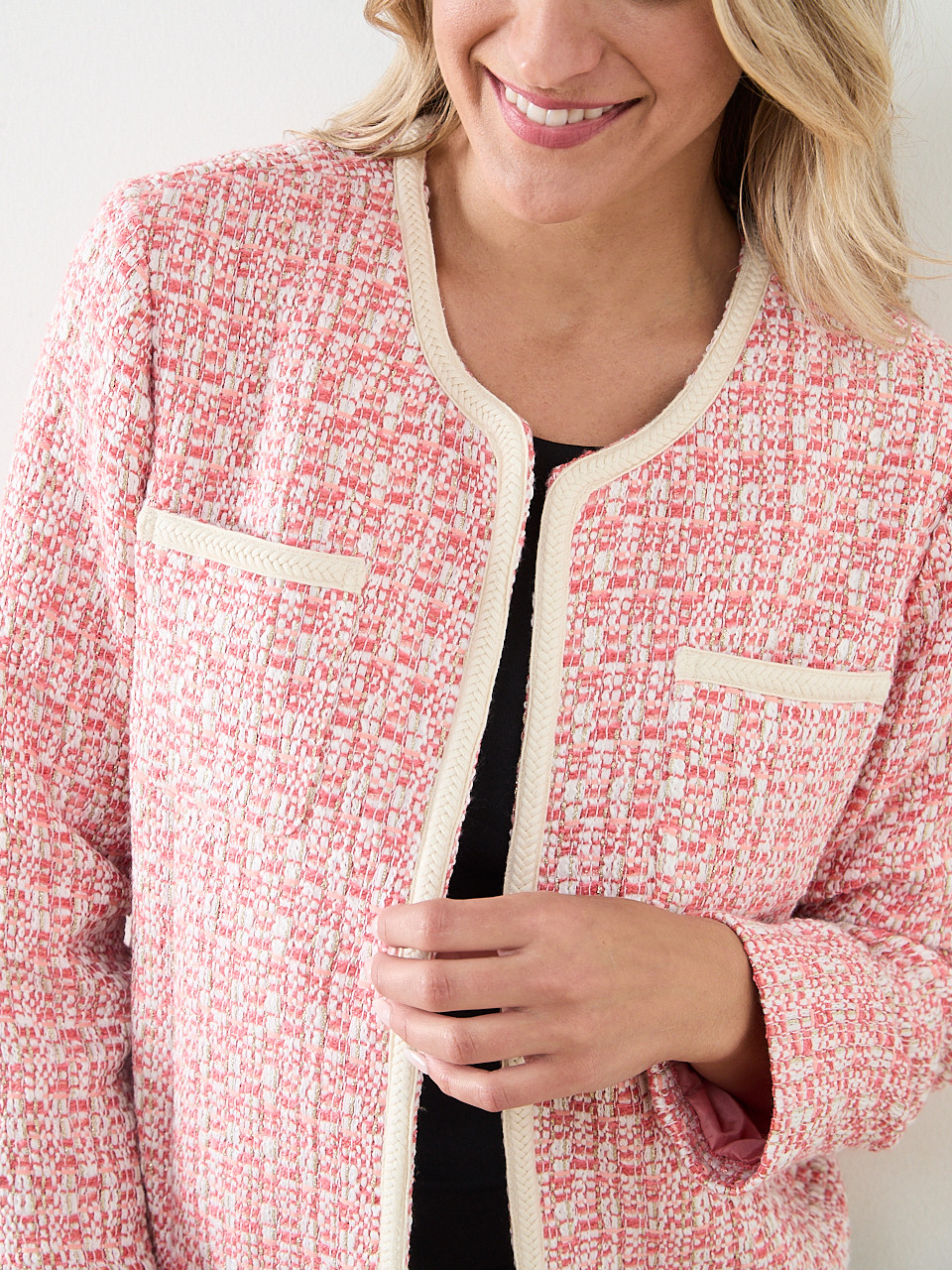 Tweed Braided Trim Blazer | Cleo